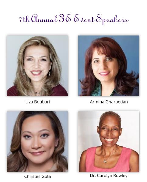 Speakers for 7th Annual 3E Event: Liza Boubari, Armina Armina Gharpetian, Christeil Gota, and Dr. Carolyn Rowley